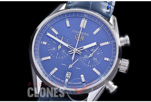  TGCC-42-104L Carrera Classic Chronograph SS/LE Blue OS 20 Qtz 