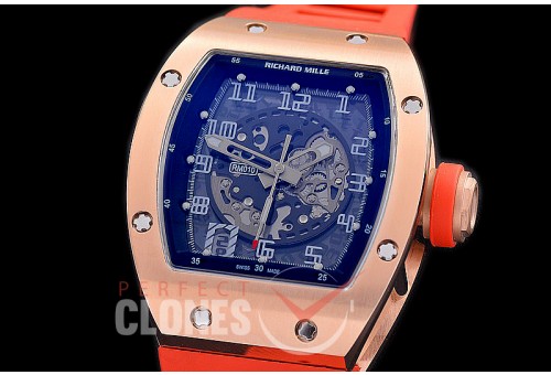 0 0 0 0 RM010-013S HHWF RM010 RG/RU Skeletonized Asian Custom Calibre Red Rubber Strap