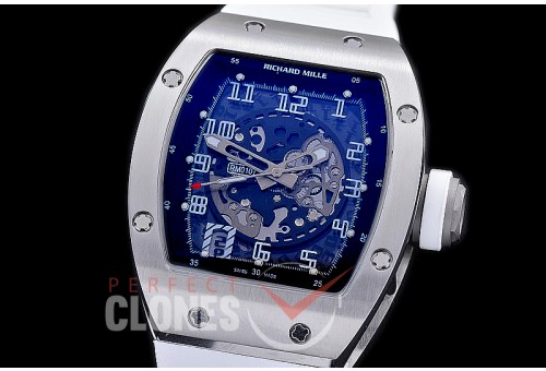 0 0 0 0 RM010-001S HHWF RM010 SS/RU Skeletonized Asian Custom Calibre White Rubber Strap 