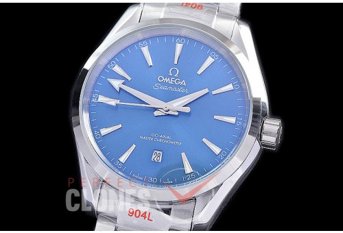 OMAT38-903 Ladies 38mm Aqua Terra Date Master Co-Axial Automtaic SS/SS Blue Sticks A-2813/Mod 8900
