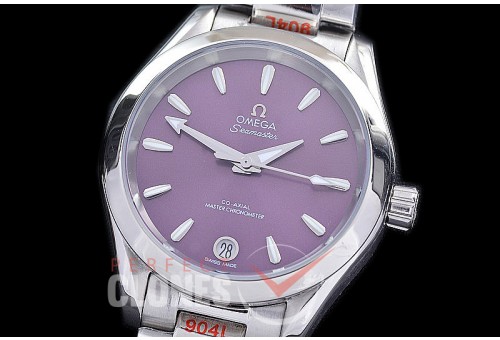 OMAT34-906 Ladies 34mm Aqua Terra Date Master Co-Axial Automtaic SS/SS Violet Sticks A-2813/Mod 8800