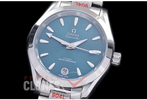 OMAT34-905 Ladies 34mm Aqua Terra Date Master Co-Axial Automtaic SS/SS Green Sticks A-2813/Mod 8800