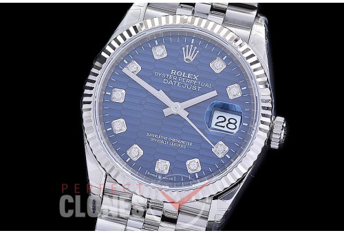 R36DJS-3235-084 XF/VSF 126234 904 Steel SS/SS Fluted/Jubilee Blue Fluted Diamonds VS 3235 - 72 Hours Power Reserve 