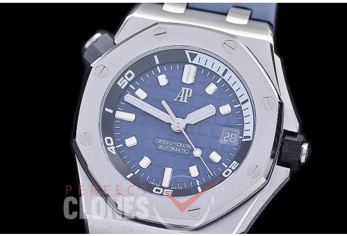 AP-15720-102 ZF Royal Oak Offshore Diver 15720ST SS/RU Blue Asian Clone Calibre 4308