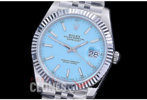 R41DJS-3235-107 BP 126334 Datejust 41mm SS/SS Fluted/Jubilee Ice Blue Sticks VR 3235 