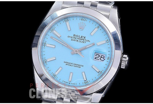 R41DJS-3235-107S BP 126334 Datejust 41mm SS/SS Smooth/Jubilee Ice Blue Sticks VR 3235 