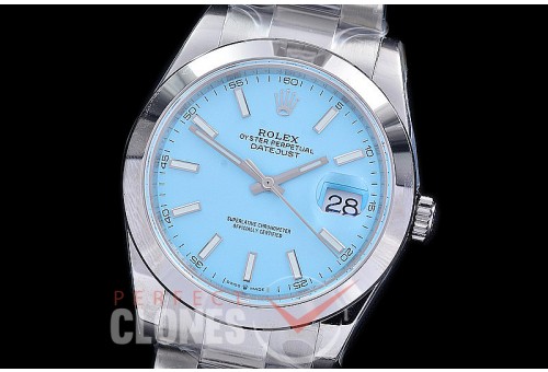 R41DJS-3235-157S BP 126334 Datejust 41mm SS/SS Smooth/Oyster Ice Blue Sticks VR 3235 