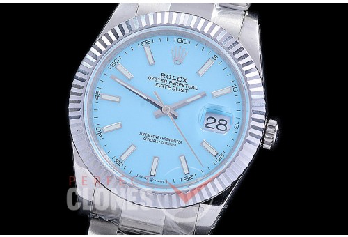 R41DJS-3235-157 BP 126334 Datejust 41mm SS/SS Fluted/Oyster Ice Blue Sticks VR 3235 