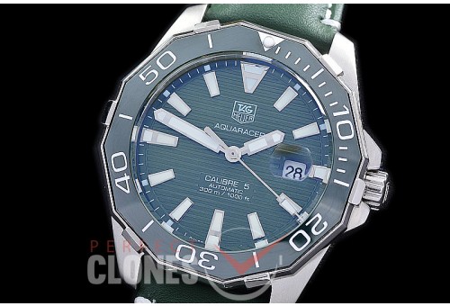 TGAQ-C5-216L Aquaracer Calibre 5 Automatic SS/LE Green Sticks Asian 2813