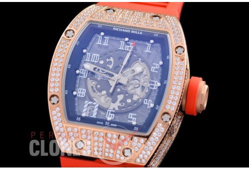 0 0 0 0 RM010-013A HHWF RM010 RG/RU Skeletonized Asian Custom Calibre Red Rubber Strap 