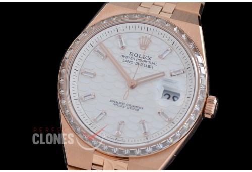 RLLD-40-161 NNF Land-Dweller 40mm 127385TBR 904 Steel YG/YG Diam Bez White Num/Sticks M-9015 Mod to Calibre 7135 Bridges 