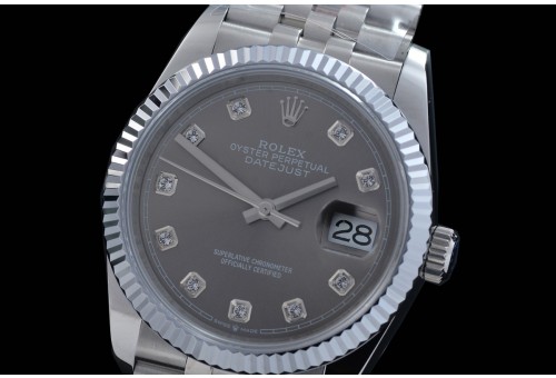 0 0 0 0 0 R36DJS-DD3235-113 QF Datejust 36 Men 126234 904 Steel SS/SS Fluted/Jubilee Dark Rhodium Grey Diamonds DD 3235 - 72 Hours Power Reserve 