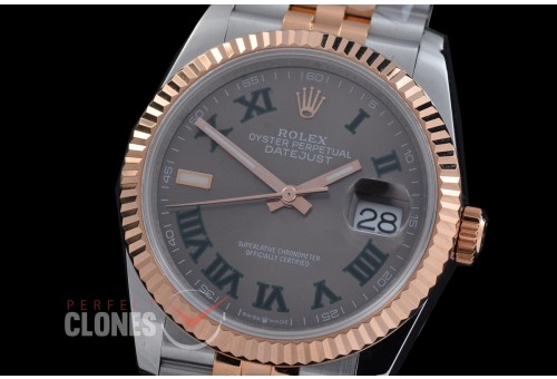 0 0 0 0 0 R36DJTR-DD3235-127 QF Datejust 36 Men 126231 904 Steel SS/RG Fluted/Jubilee Dark Rhodium Roman DD 3235 - 72 Hours Power Reserve