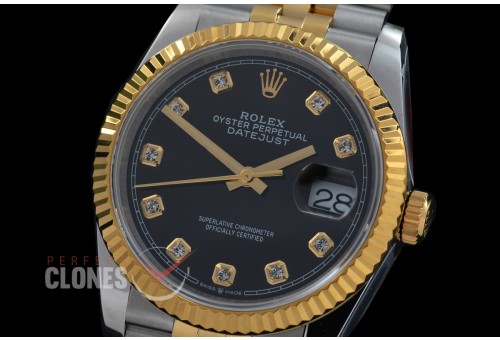 0 0 0 0 0 R36DJT-DD3235-112 QF Datejust 36 Men 126233 904 Steel SS/YG Fluted/Jubilee Black Diamonds DD 3235 - 72 Hours Power Reserve 