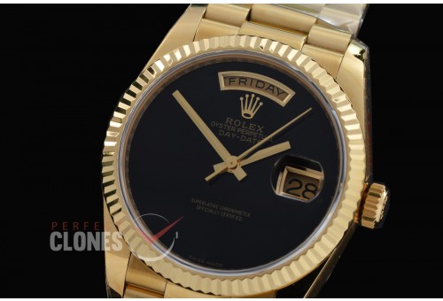 R36DDF-022 GMF 18238 DayDate YG/YG Fluted/President Black Onyx DD-3255 72 Hours Reserve 