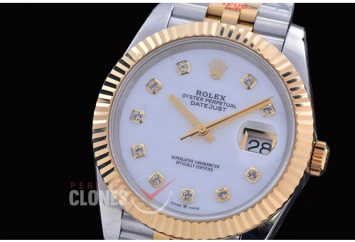 R41DJT-3235-418 QF 126331 SS/YG Fluted/Jubilee MOP White Diamonds DD 3235 904L Steel / Extra Weighted Casework - 72 Hours Reserve