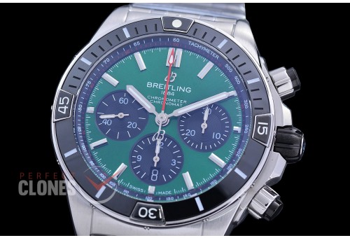 BLSCB01-44-105 TF Super Chronomat 44 Chrono SS/SS Green Sticks A-7750 28800