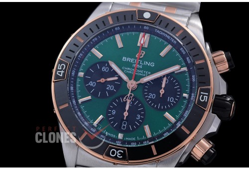 BLSCB01-44-115 TF Super Chronomat 44 Chrono SS/SS Green Sticks A-7750 28800