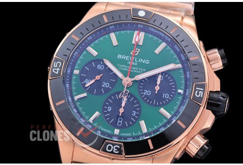 BLSCB01-44-125 TF Super Chronomat 44 Chrono RG/RG Green Sticks A-7750 28800