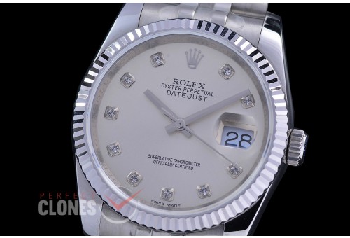 0 0 0 0 0 0 0 0 R36DJS-3135-110 BP Datejust 36 126234 SS/SS Fluted/Jubilee Silver Diamonds VR 3135