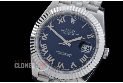 R41DJS-DD3235FS-024J QF 126334 SS/SS Fluted/Jubilee Blue Roman DD 3235 Free Sprung 904L Steel / Extra Weighted Casework - 72 Hours Reserve 