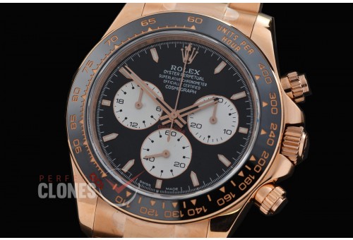 RLDFR-126525-011W QF 904L Steel Le Mans Daytona 126525LN RG/CER/RG Black Sticks 4132 Superclone - 72 Hours Power Reserve Movement / Extra Weighted - Free Sprung Movement