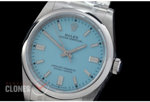 0 0 0 0 0 0 RLOY-36-008 QF 904 Steel Osyter Perpetual 36mm 126000 SS/SS Turquoise Sticks Asian Clone DD 3230 72 Hours Reserve - Free Sprung Movement 