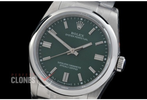 0 0 0 0 0 0 RLOY-36-004 QF 904 Steel Osyter Perpetual 36mm 126000 SS/SS Green Sticks Asian Clone DD 3230 72 Hours Reserve - Free Sprung Movement 