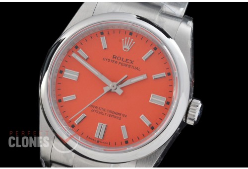 0 0 0 0 0 0 RLOY-36-005 QF 904 Steel Osyter Perpetual 36mm 126000 SS/SS Coral Red Sticks Asian Clone DD 3230 72 Hours Reserve - Free Sprung Movement 