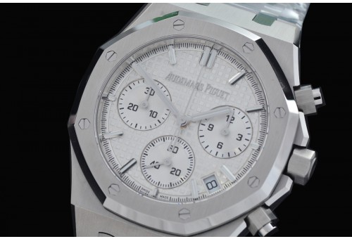 AP26240-031 TOP-F Royal Oak Chronograph 26240 SS/SS White DD-4401, 1-1 Replication 