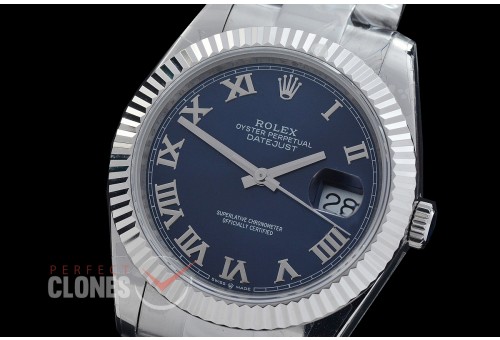 R41DJS-DD3235FS-024 QF 126334 SS/SS Fluted/Oyster Blue Roman DD 3235 Free Sprung 904L Steel / Extra Weighted Casework - 72 Hours Reserve 