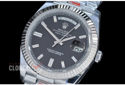 0.0 0 0 0 R40DDS00518 QF Extra Weighted Daydate 40mm 228239 904 Steel SS/SS Fluted Bez Black Baquet Diamonds VR 3255