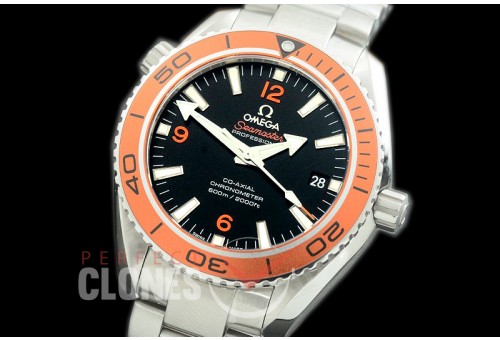 0 OMCPO42-032 XF Seamaster Planet Ocean 42mm Black-Orange SS/SS VS 8500 Superclone Free Rubber Strap !