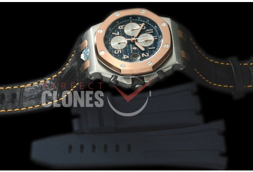 AAP00111 2019 Royal Oak Chrono 26471 SS/RG/LE Blue A-3126 Sec@12 - Free Rubber Strap 