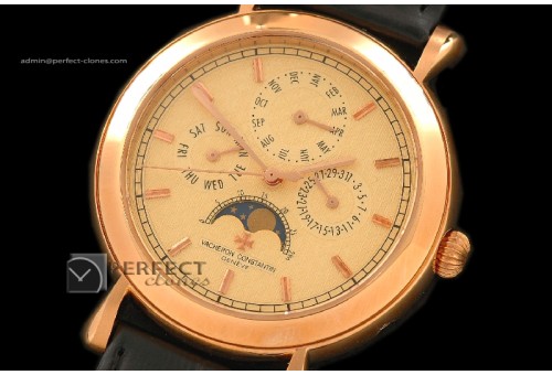 VC10044 Malte Calender RG Salmon Swiss Quartz Lunuar Calender