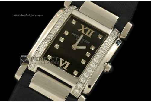 PP01045 Ladies 24 Hours Single Diamonds SS/LE Black Swiss Qtz