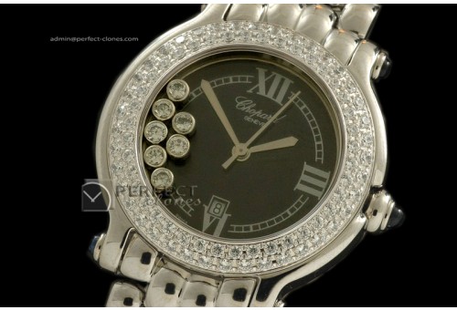 CP10033 Happy Sport Diamonds Ladies SS Black Swiss Quartz