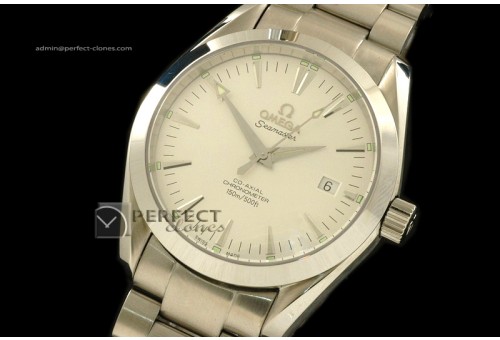 OMSE10014 Aqua Terra Co-Axial Man SS White Silver Markers Eta 28