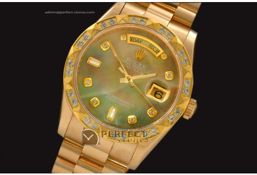 RLDDF10059 Full Gold Exotic Green Dial Diam Bez/Markers Eta 2836
