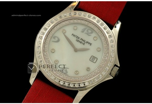 PP0102Ladies Calastrava 4096 SS MOP White Swiss Quartz