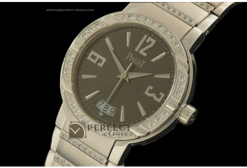 PI10015 Polo Mens SS/Diamonds Grey Swiss Eta 2824-2