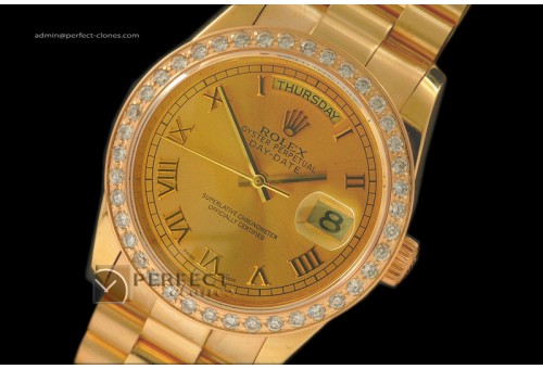 RLDDF01003 FG President Diam Bez Gold Roman Swiss Eta 2836-2
