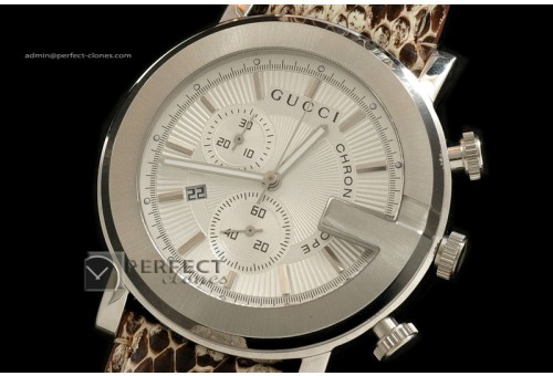 GU1001Men 101G Chronograph SS White Swiss Eta Quartz