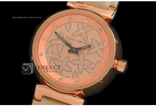 LV10006 Tambour Ladies Lovely Diamonds RG Rose Dial