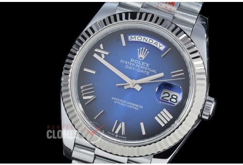0.0 0 0 0 R40DDS00527 QF Extra Weighted Daydate 40mm 228239 904 Steel SS/SS Fluted Bez Blue Ombre Roman VR 3255