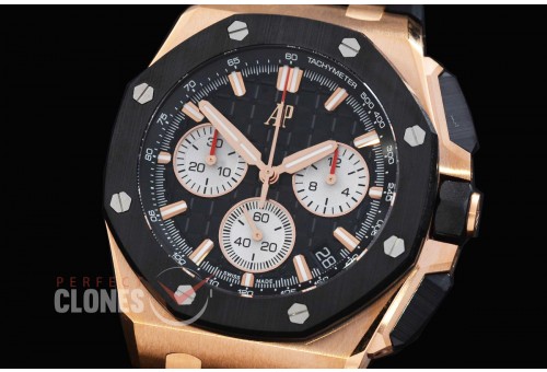 0 0 0 0 0 0 AP26420-022 DDF Royal Oak Offshore Chronograph RG/CER/RU Black Asian Clone Calibre 4401 