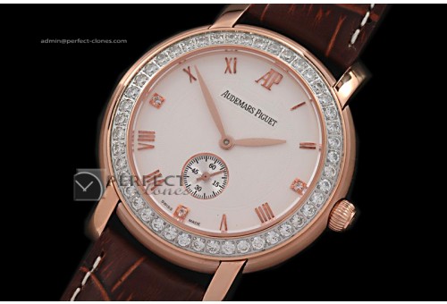 AP10004 Jules Audemars Classic Diam Bez RG White Asia Manual HW