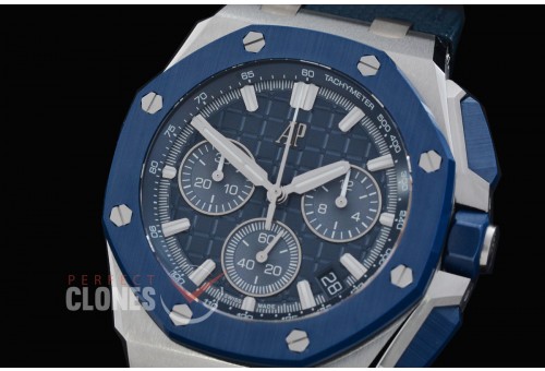 0 0 0 0 0 0 AP26420-016 DDF Royal Oak Offshore Chronograph SS/CER/RU Blue Asian Clone Calibre 4401 