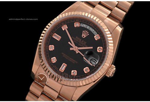 RLDDR10005 RG President Black Dial Diamond Markers Swiss Eta 283