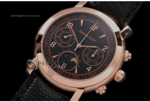 AP10012 Jules Audemars Moon Phase Chrono RG Black Manual Chronos